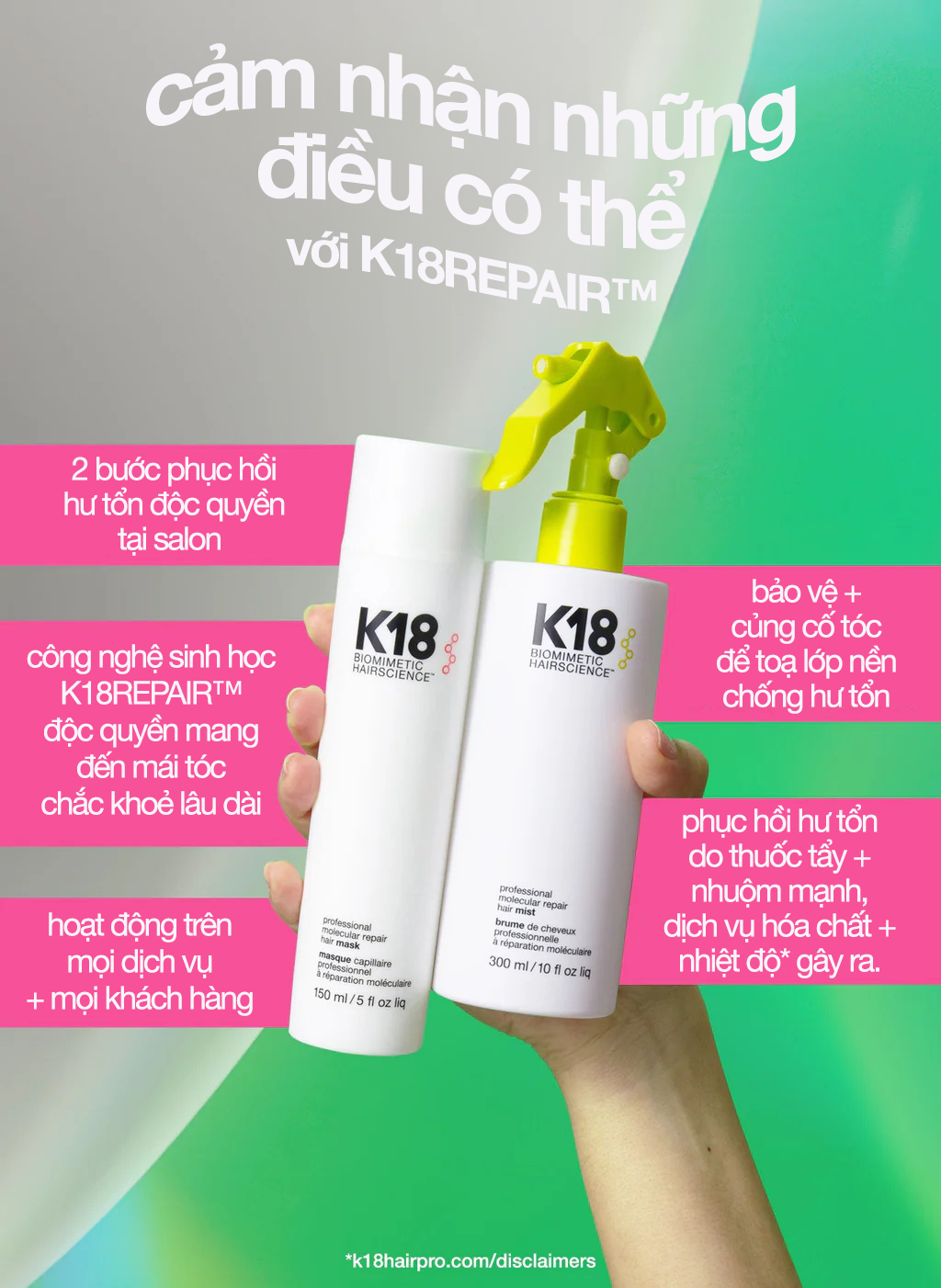 xịt tóc phục hồi phân tử chuyên nghiệp – K18 Vietnam | Biotech